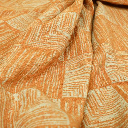 Orange Beige Colour Symmetrical Cubed Pattern Furnishing Upholstery Fabric JO-1223 - Made To Measure Curtains