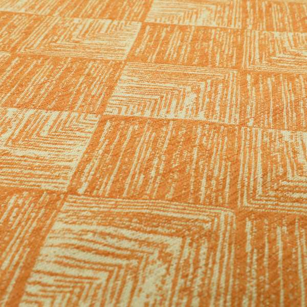 Orange Beige Colour Symmetrical Cubed Pattern Furnishing Upholstery Fabric JO-1223 - Roman Blinds