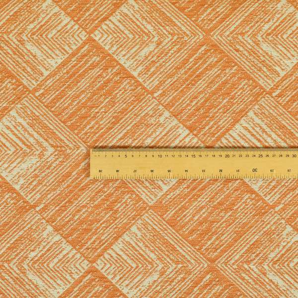 Orange Beige Colour Symmetrical Cubed Pattern Furnishing Upholstery Fabric JO-1223 - Roman Blinds