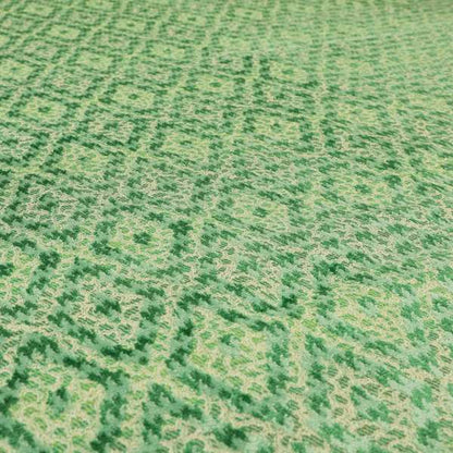 Green Colour Raised Velvet Abstract Diamond Pattern Upholstery Fabric JO-1226 - Roman Blinds