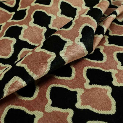 Pink Black Colour Pattern Soft Velvet Upholstery Fabric JO-1228 - Made To Measure Curtains