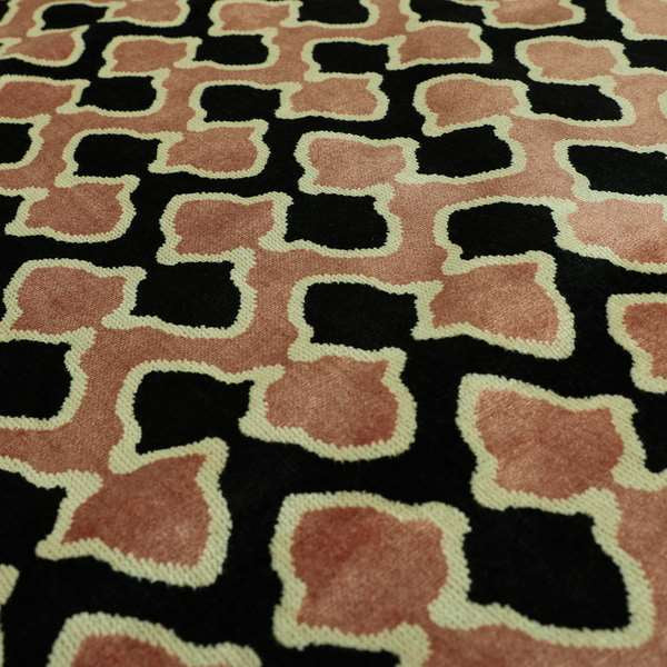 Pink Black Colour Pattern Soft Velvet Upholstery Fabric JO-1228 - Made To Measure Curtains