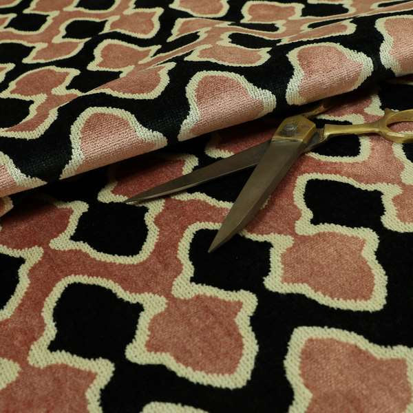 Pink Black Colour Pattern Soft Velvet Upholstery Fabric JO-1228 - Roman Blinds