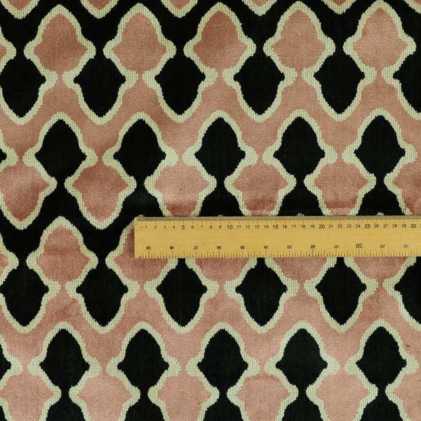 Pink Black Colour Pattern Soft Velvet Upholstery Fabric JO-1228 - Made To Measure Curtains