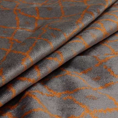 Orange Soft Shiny Violet Purple Background Colour Pattern Soft Velvet Upholstery Fabric JO-1229 - Made To Measure Curtains