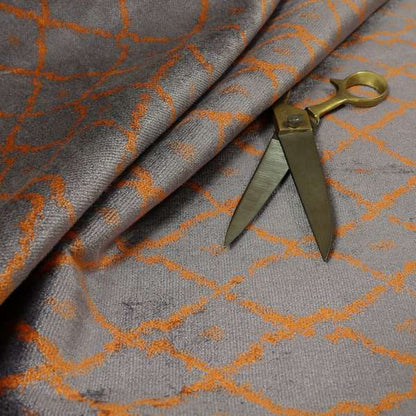 Orange Soft Shiny Violet Purple Background Colour Pattern Soft Velvet Upholstery Fabric JO-1229 - Made To Measure Curtains