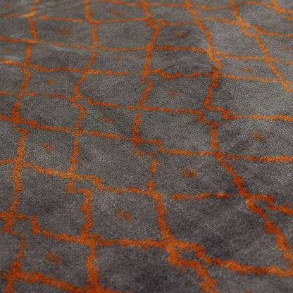 Orange Soft Shiny Violet Purple Background Colour Pattern Soft Velvet Upholstery Fabric JO-1229 - Made To Measure Curtains