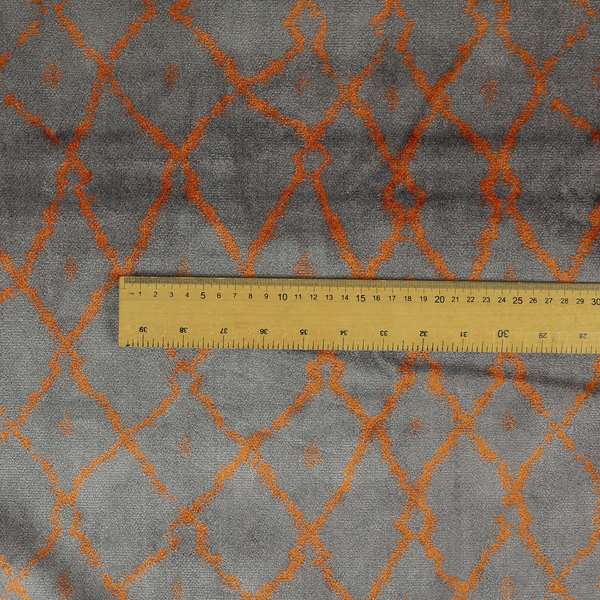 Orange Soft Shiny Violet Purple Background Colour Pattern Soft Velvet Upholstery Fabric JO-1229 - Made To Measure Curtains