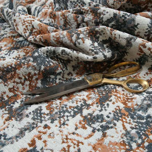 Camouflage Pattern Furnishing Fabric In Blue Orange White Woven Soft Chenille Fabric JO-123 - Made To Measure Curtains