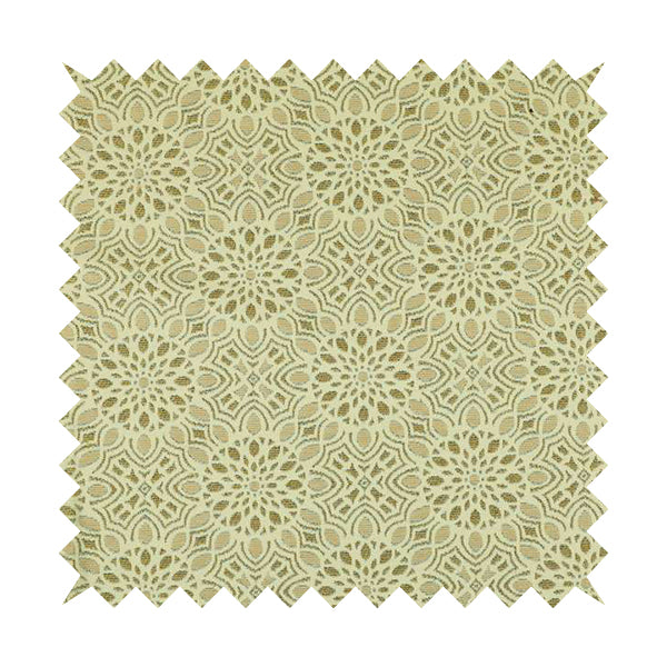 Uniformed Medallion Pattern Theme Beige Colour Pattern Chenille Jacquard Fabric JO-1236 - Made To Measure Curtains