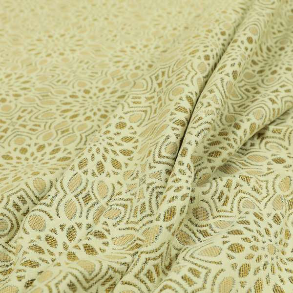 Uniformed Medallion Pattern Theme Beige Colour Pattern Chenille Jacquard Fabric JO-1236 - Made To Measure Curtains