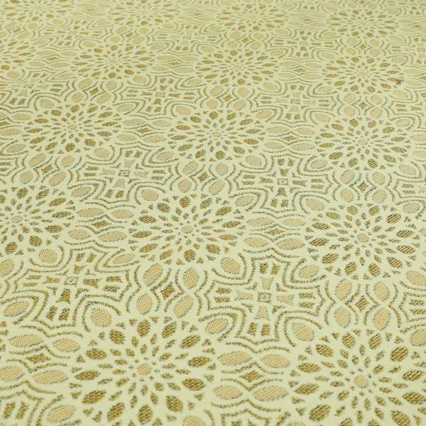 Uniformed Medallion Pattern Theme Beige Colour Pattern Chenille Jacquard Fabric JO-1236 - Made To Measure Curtains