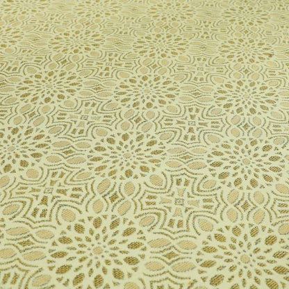 Uniformed Medallion Pattern Theme Beige Colour Pattern Chenille Jacquard Fabric JO-1236 - Made To Measure Curtains