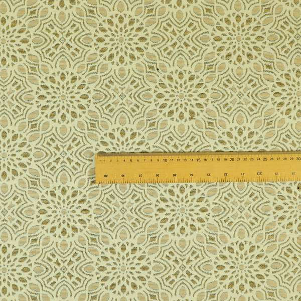 Uniformed Medallion Pattern Theme Beige Colour Pattern Chenille Jacquard Fabric JO-1236 - Made To Measure Curtains