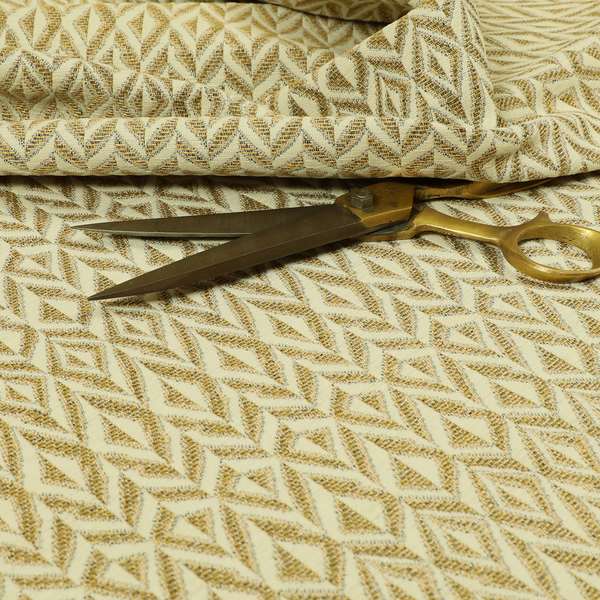 Uniformed Geometric Pattern Theme Beige Colour Pattern Chenille Jacquard Fabric JO-1237 - Made To Measure Curtains