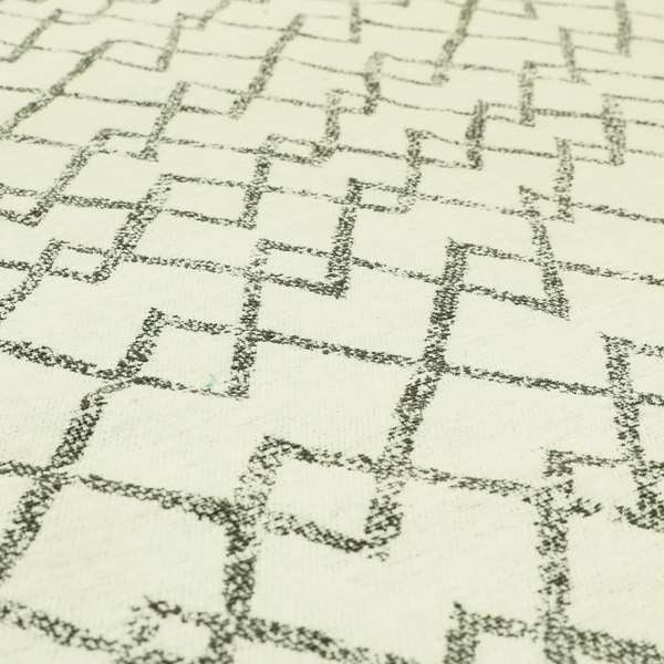 White Black Colour Geometric Pattern Chenille Upholstery Fabric JO-1238