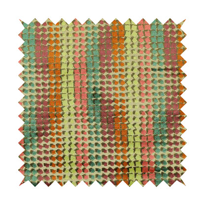 Modern Geometric Cubed Pattern Cut Velvet Multi Colour Upholstery Fabric JO-1239 - Roman Blinds