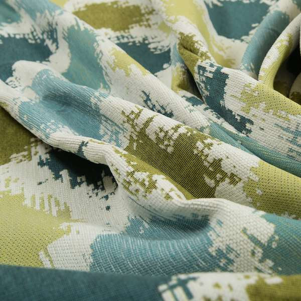 White Green Blue Colours Paint Splotch Inspired Pattern Soft Chenille Upholstery Fabric JO-124 - Roman Blinds