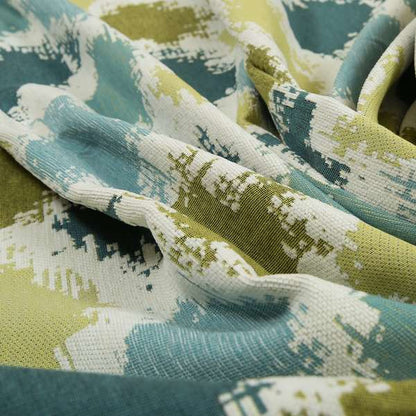 White Green Blue Colours Paint Splotch Inspired Pattern Soft Chenille Upholstery Fabric JO-124 - Made To Measure Curtains