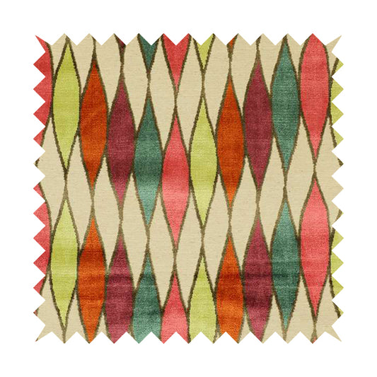 Modern Geometric Pattern Cut Velvet Multi Colour Upholstery Fabric JO-1240