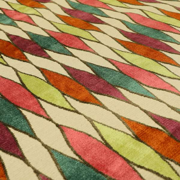 Modern Geometric Pattern Cut Velvet Multi Colour Upholstery Fabric JO-1240 - Made To Measure Curtains