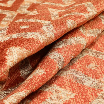 Rich Detailed Hexagon Patterns Cut Velvet Orange Colour Upholstery Fabric JO-1243 - Roman Blinds