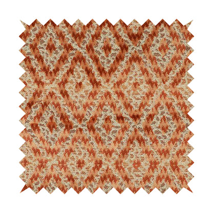 Rich Detailed Narrow Diamond Pattern Cut Velvet Orange Colour Upholstery Fabric JO-1244 - Roman Blinds