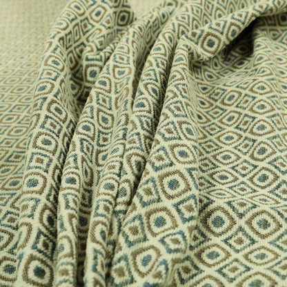 Trellis Diamond Pattern Brown Blue Chenille Furnishing Curtains Upholstery Fabric JO-1245