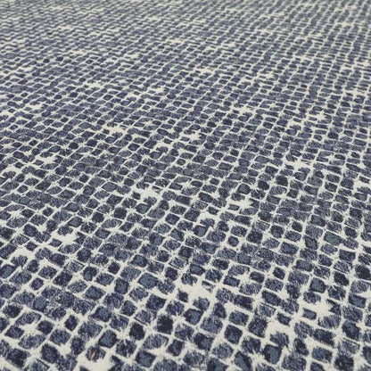 Paved Effect Pattern Blue Colour Chenille Furnishing Curtains Fabric JO-1250 - Made To Measure Curtains