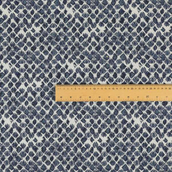 Paved Effect Pattern Blue Colour Chenille Furnishing Curtains Fabric JO-1250 - Roman Blinds