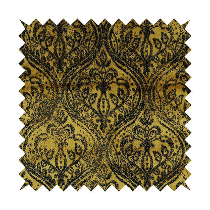 Medallion Pattern Velvet Material Black Gold  Upholstery Fabric JO-1251 - Roman Blinds