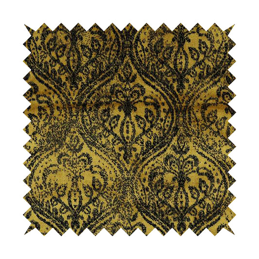 Medallion Pattern Velvet Material Black Gold  Upholstery Fabric JO-1251