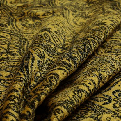 Medallion Pattern Velvet Material Black Gold  Upholstery Fabric JO-1251 - Roman Blinds