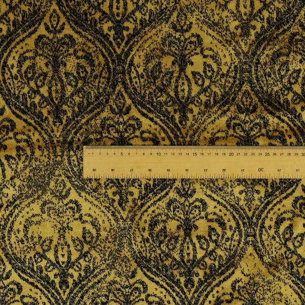 Medallion Pattern Velvet Material Black Gold  Upholstery Fabric JO-1251 - Roman Blinds