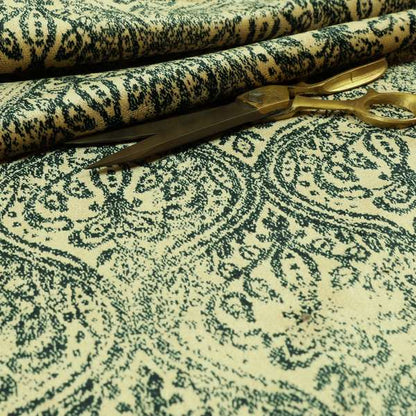 Medallion Pattern Velvet Material Beige Navy Blue Upholstery Fabric JO-1252 - Roman Blinds