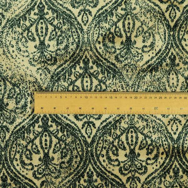 Medallion Pattern Velvet Material Beige Navy Blue Upholstery Fabric JO-1252 - Roman Blinds