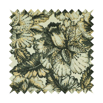 Floral Inspired Pattern Chenille Material Black Yellow Colour Upholstery Fabric JO-1256 - Roman Blinds
