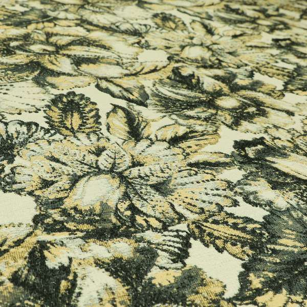 Floral Inspired Pattern Chenille Material Black Yellow Colour Upholstery Fabric JO-1256 - Handmade Cushions