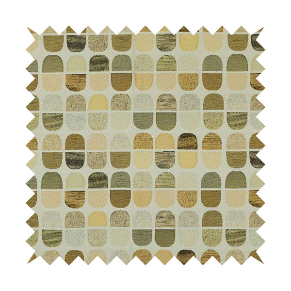 Eclipsed Inspired Pattern Yellow Brown Shades Colour Upholstery Furnishing Chenille Fabric JO-1257 - Roman Blinds