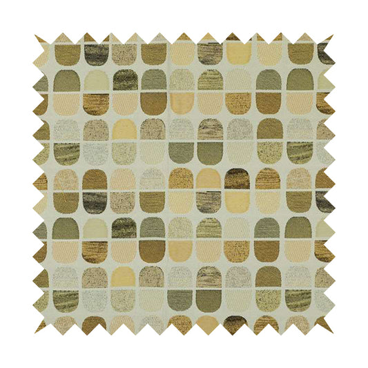 Eclipsed Inspired Pattern Yellow Brown Shades Colour Upholstery Furnishing Chenille Fabric JO-1257