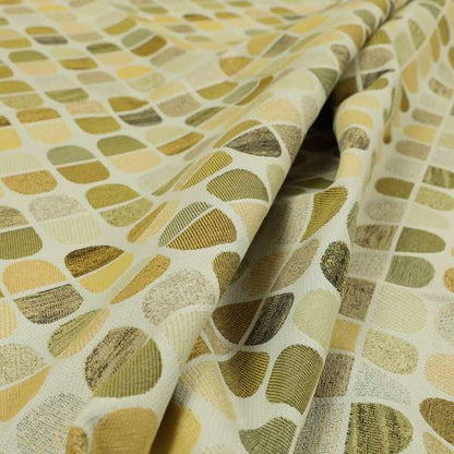 Eclipsed Inspired Pattern Yellow Brown Shades Colour Upholstery Furnishing Chenille Fabric JO-1257 - Made To Measure Curtains