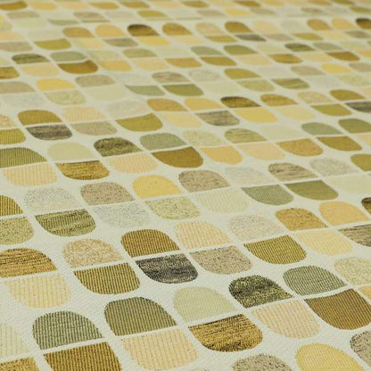 Eclipsed Inspired Pattern Yellow Brown Shades Colour Upholstery Furnishing Chenille Fabric JO-1257 - Roman Blinds