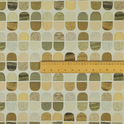 Eclipsed Inspired Pattern Yellow Brown Shades Colour Upholstery Furnishing Chenille Fabric JO-1257 - Roman Blinds