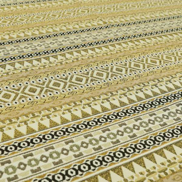 Yellow Brown Colours Geometric Self Pattern Stripe Chenille Upholstery Fabric JO-1258 - Roman Blinds