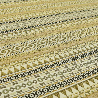 Yellow Brown Colours Geometric Self Pattern Stripe Chenille Upholstery Fabric JO-1258 - Made To Measure Curtains