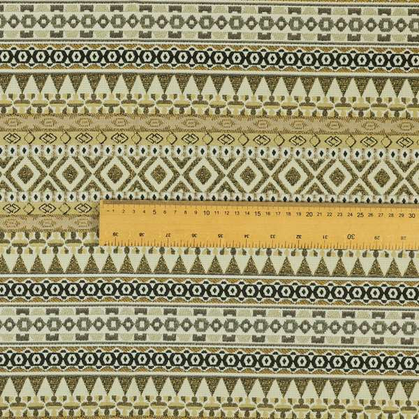 Yellow Brown Colours Geometric Self Pattern Stripe Chenille Upholstery Fabric JO-1258 - Roman Blinds