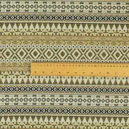 Yellow Brown Colours Geometric Self Pattern Stripe Chenille Upholstery Fabric JO-1258 - Roman Blinds