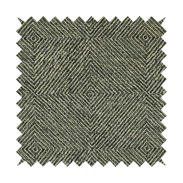 Black Brown Coloured Geometric Pattern 3D Effect Stripe Chenille Upholstery Curtains Fabric JO-1259 - Roman Blinds