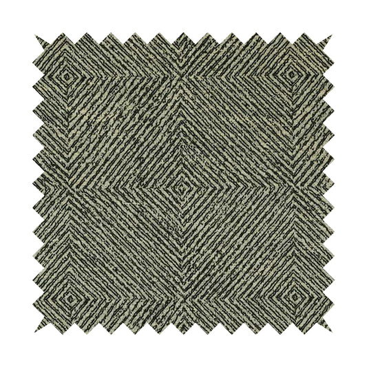 Black Brown Coloured Geometric Pattern 3D Effect Stripe Chenille Upholstery Curtains Fabric JO-1259