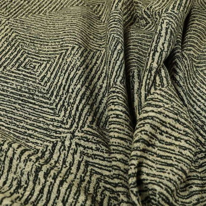 Black Brown Coloured Geometric Pattern 3D Effect Stripe Chenille Upholstery Curtains Fabric JO-1259 - Handmade Cushions